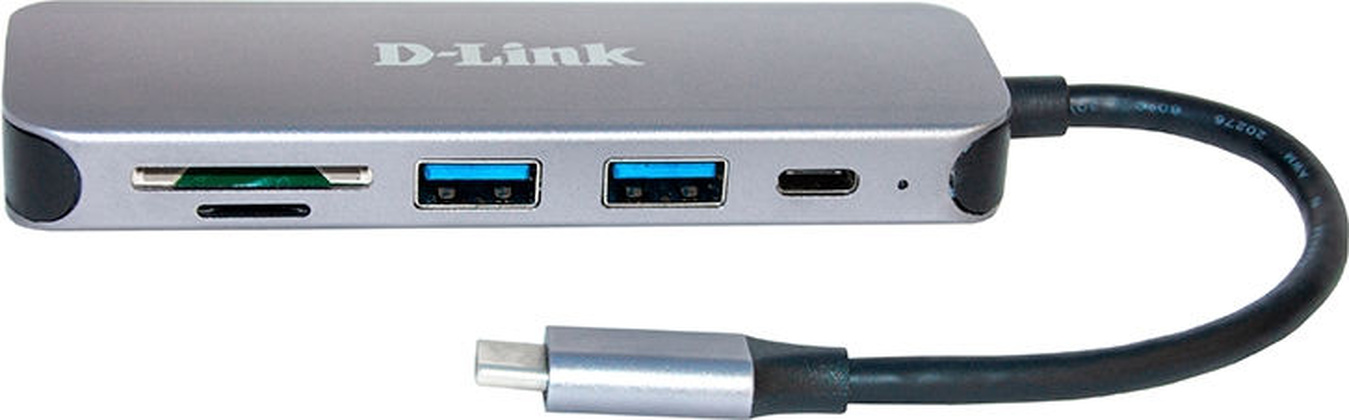 Переходник USB Type-C--> USB 3.0*2+USB Type-C+microSD+SD "D-Link" [DUB-2325/A1A]