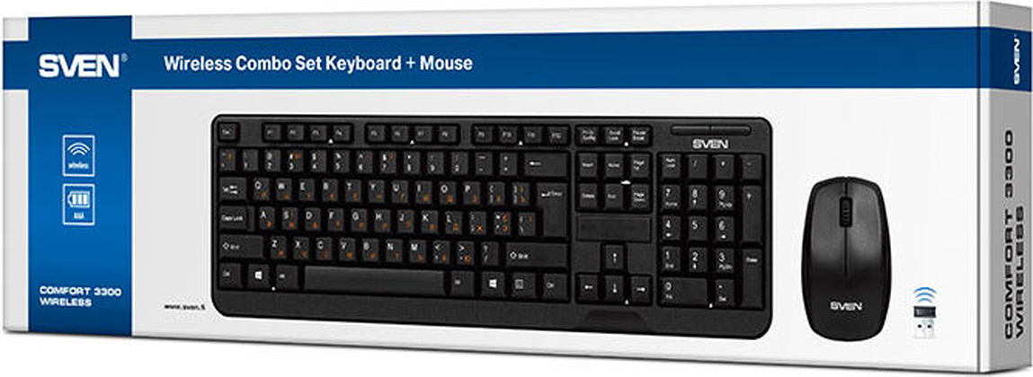 Клавиатура+мышь Sven Wireless Comfort 3300 combo <Black>; USB