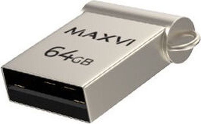 Накопитель USB 2.0 - 64Gb "Maxvi" [FD64GBUSB20C10MM]; <Silver>
