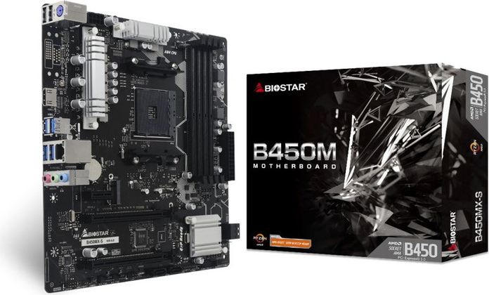 Мат.плата Biostar B450MX-S Ver. 6.x, (AMD B450), mATX, DDR4, HDMI [S-AM4]