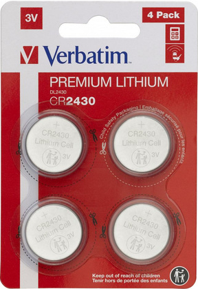 Батарейка (CR2430x4шт.) "Verbatim" [49534], Lithium, блистер