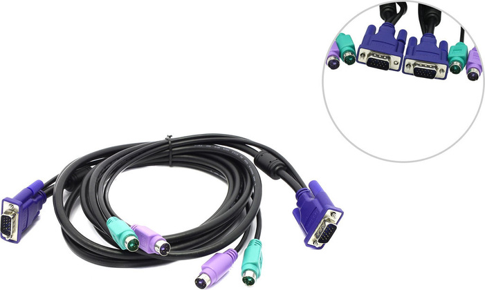 Кабель D-Link DKVM-CB3 Cable Kit 2xPS/2 + 1VGA (3,0 метра)