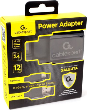 Сетевое зарядное устройство "Cablexpert" [MP3A-PC-36], 2.4A, 2хUSB