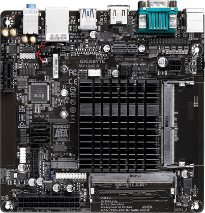 Мат.плата+CPU GigaByte N4120I H, Mini-ITX, DDR4, VGA/HDMI; (Celeron N4120)