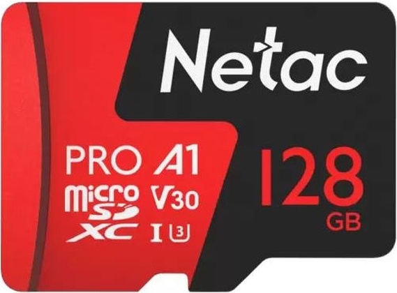 Карта памяти microSDXC 128Gb "Netac" [NT02P500PRO-128G-R] Class 10, UHS-I U3 + SD Adapter