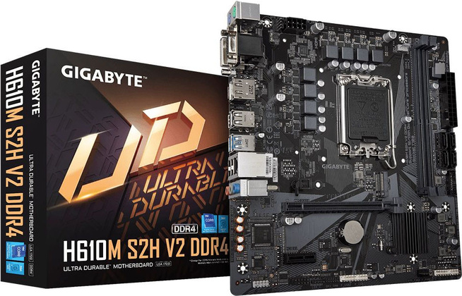 Мат.плата Gigabyte H610M S2H V2 (Intel H610), mATX, DDR4,VGA/DVI/HDMI/DP [S-1700]