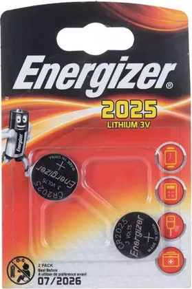 Батарейка (CR2025x2шт) - "Energizer" [CR2025BEA], Lithium, блистер