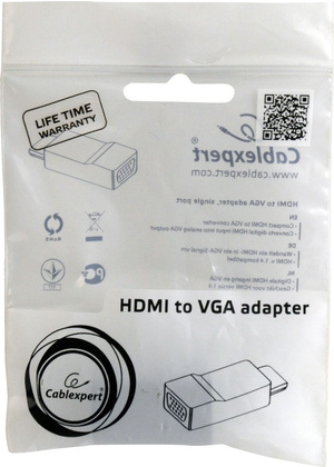 Переходник HDMI(папа) -- VGA(мама) "Gembird" [A-HDMI-VGA-001]