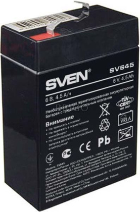 Аккумуляторная батарея для ИБП  6V 4,5Ah "Sven" [SV645]