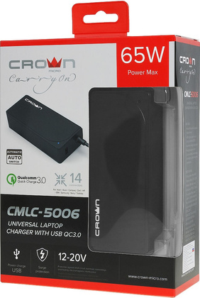 Зарядное для ноутбуков 65 Вт Crown CMLC-5006
