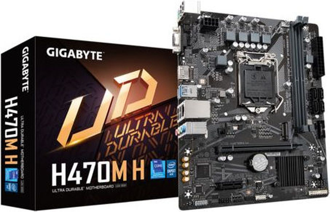 Мат.плата GigaByte H470M H (Intel H470), mATX, DDR4, VGA/HDMI [S-1200]