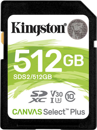 Карта памяти Secure Digital (SDXC) 512Gb "Kingston" [SDS2/512GB] Class 10 UHS-I U3