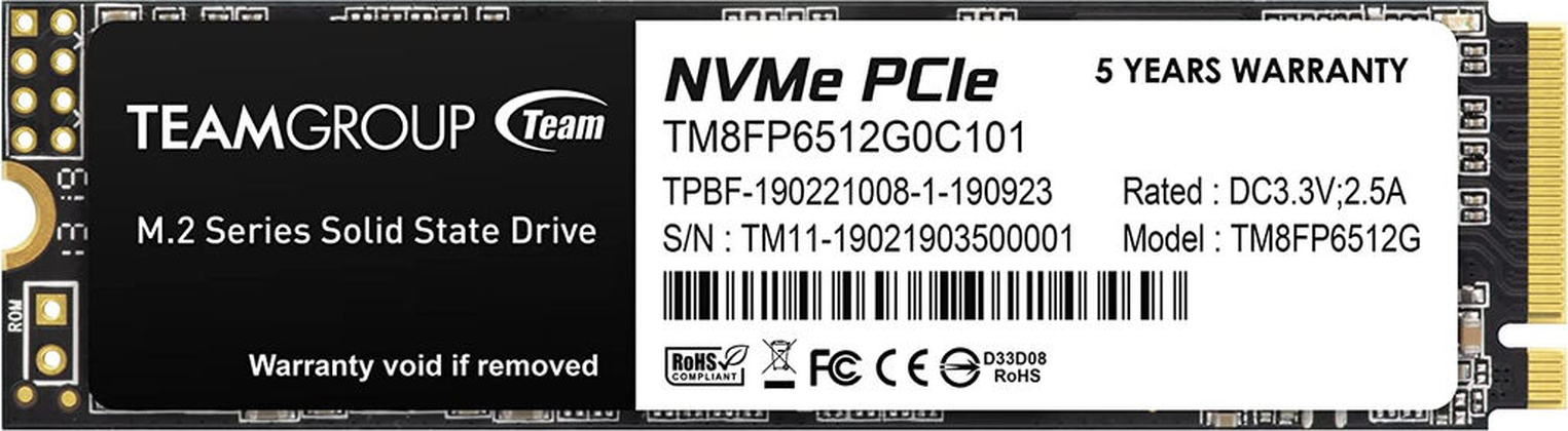 Накопитель SSD M.2 PCI Exp. 3.0 x4 - 512Gb TEAM [TM8FP6512G0C101]