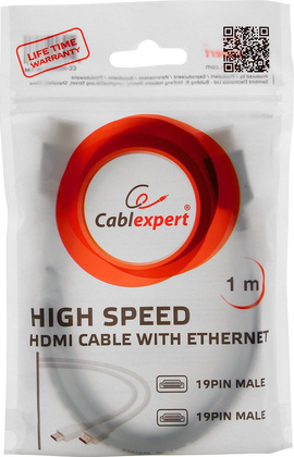 Кабель HDMI-HDMI - 1.0m "Cablexpert" [CC-HDMI4-W-1M]