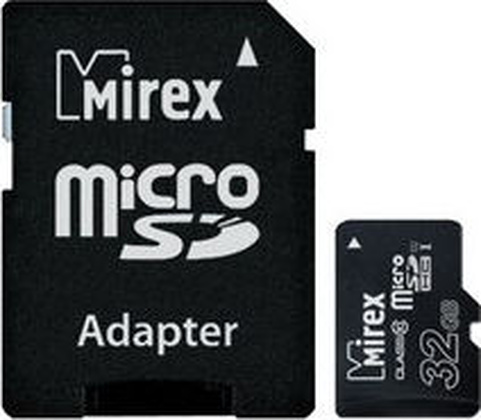 Карта памяти microSDHC 32Gb "Mirex" [13613-ADSUHS32] Class 10 UHS-I + SD Adapter