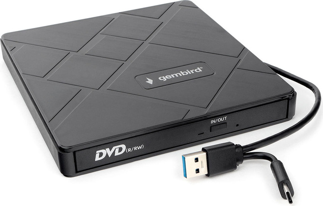 Привод внешний DVD+/-RW; USB 3.0; Gembird DVD-USB-04 <Black> Картридер + USB Hub