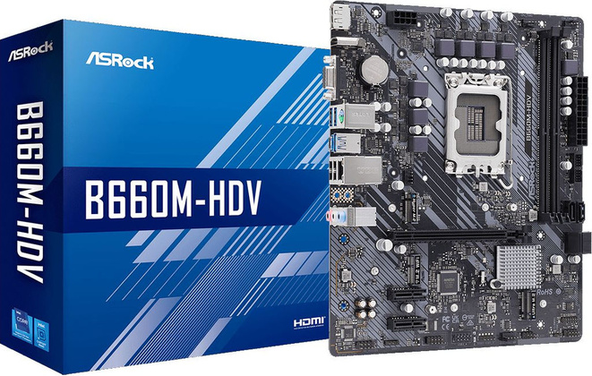 Мат.плата ASRock B660M-HDV (Intel B660), mATX, DDR4,VGA/HDMI/DP [S-1700]