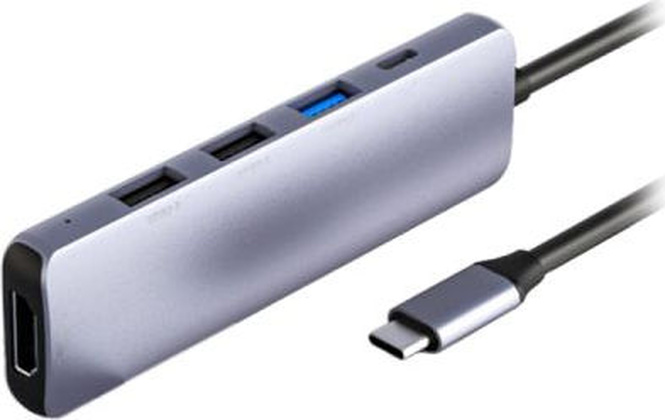 Переходник USB Type-C --> HDMI+3xUSB 3.0+microSD+SD "Netac" [NT08WF14-30GR] <Grey>