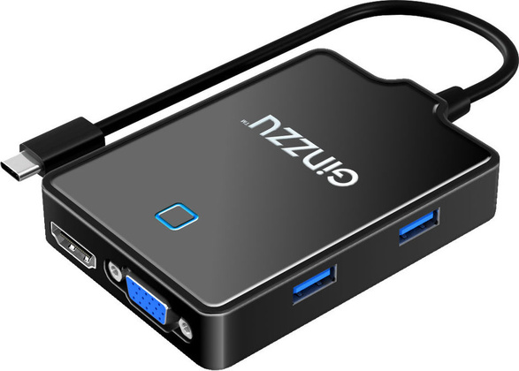 Переходник USB Type-C --> HDMI+VGA+4xUSB 3.0+3.5mm "Ginzzu" [GR-770UB]