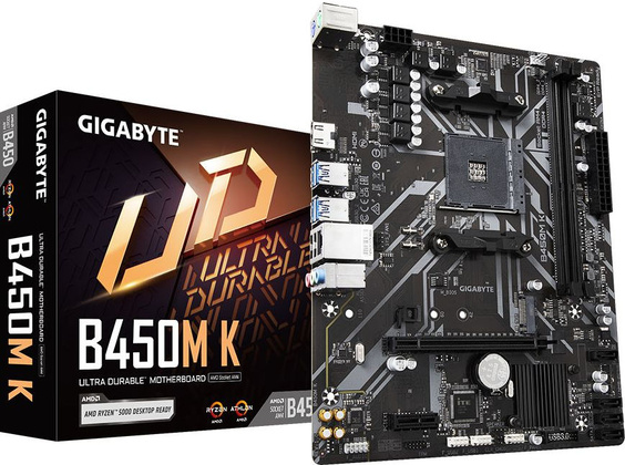 Мат.плата GigaByte B450M K, (AMD B450), mATX, DDR4, HDMI [S-AM4]